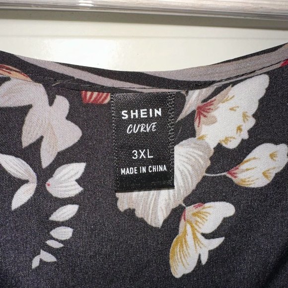 Shein Curve Pink Cherry Blossom Sakura Floral Peplum Top - Picture 4 of 4